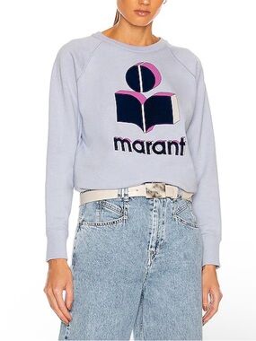 Isabel Marant Etoile Milly Logo Abstract Blue Pullover Sweatshirt Sweater XS 34